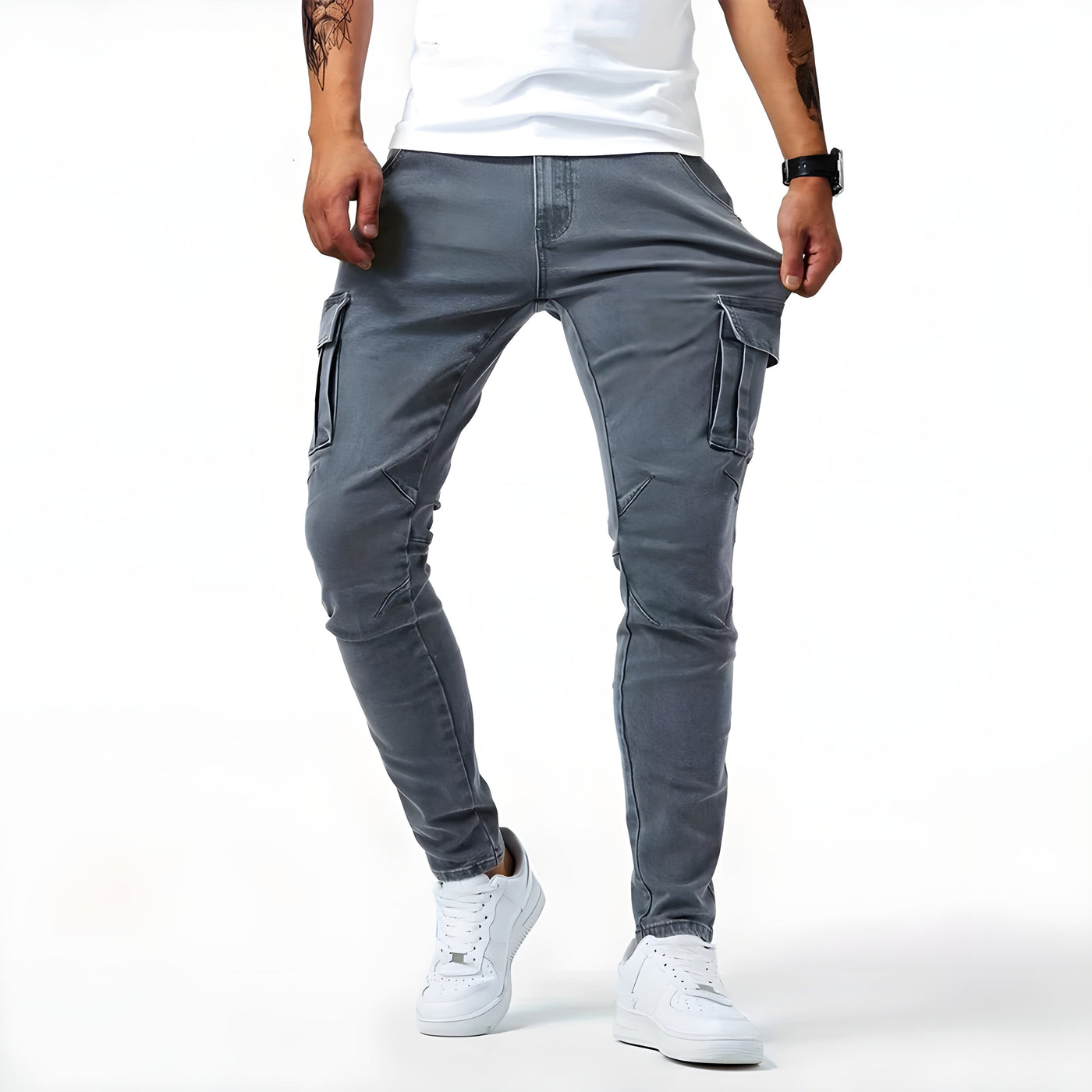 Jan | Elastische Denim Cargo Broek