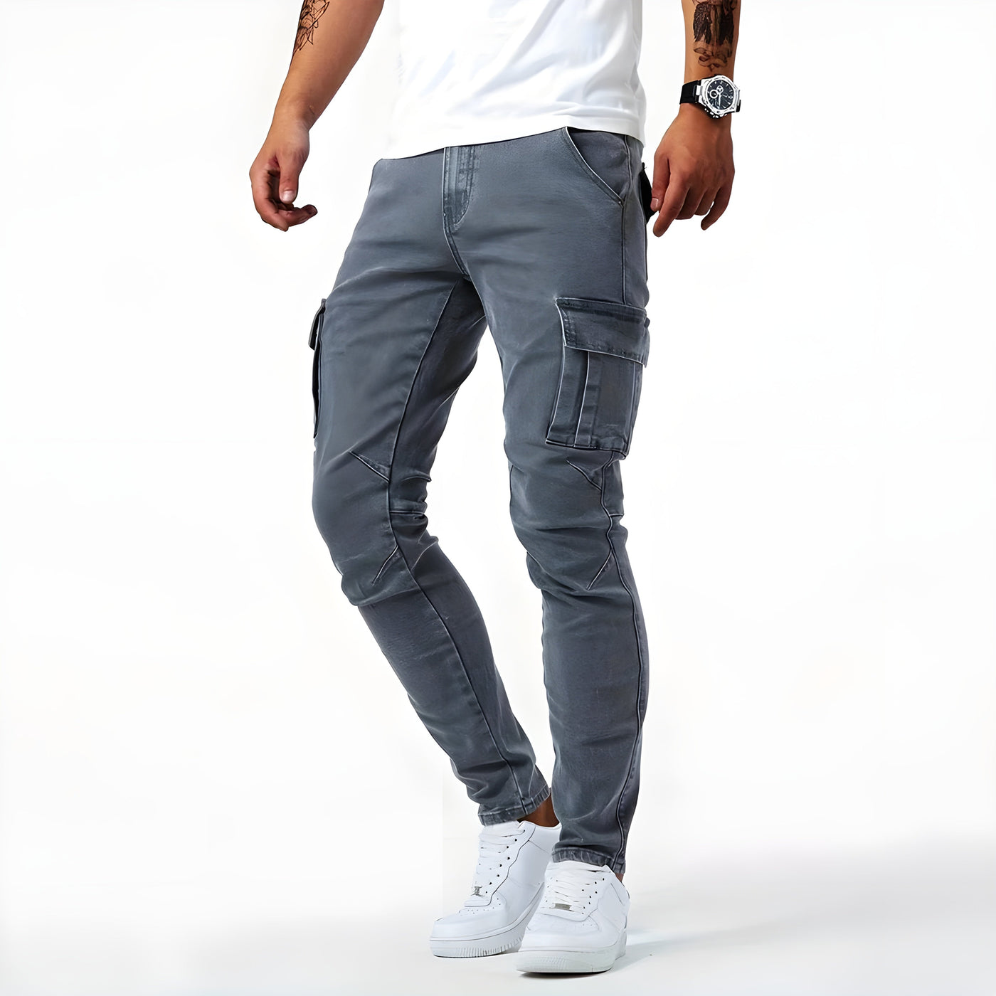 Jan | Elastische Denim Cargo Broek