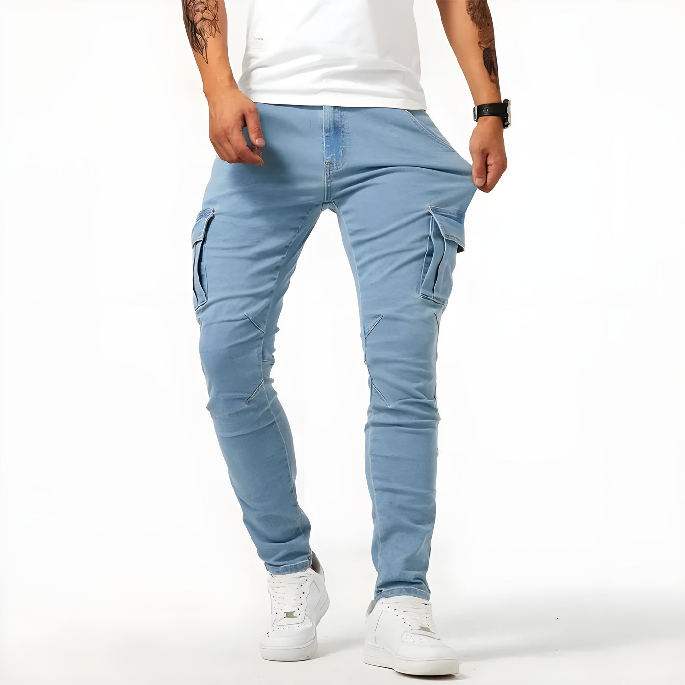 Jan | Elastische Denim Cargo Broek